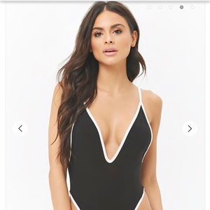 Forever 21 black and white plunge bodysuit